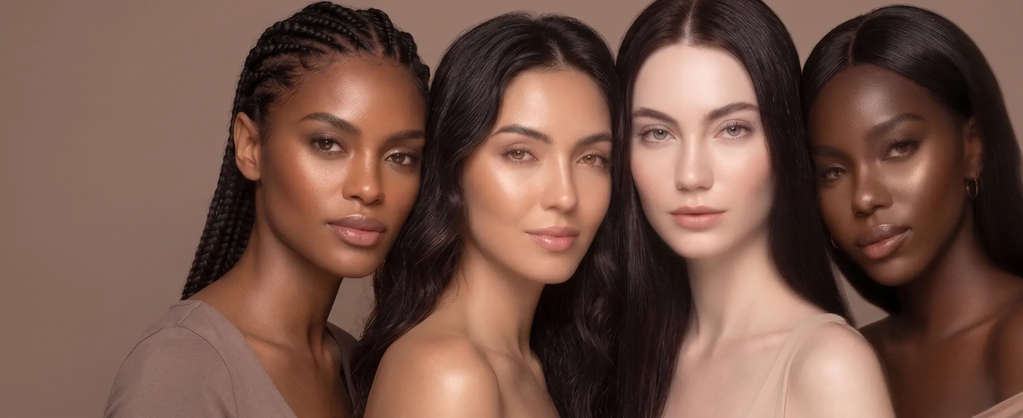 Diverse women with radiant, clear skin